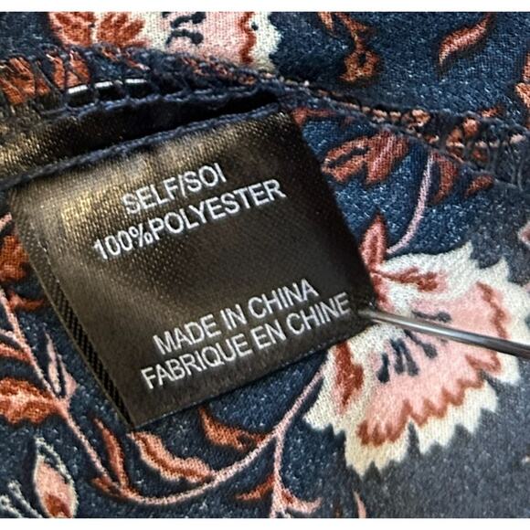 WAYF Blouse Women's Floral Peasant Size Small Navy Sheer Long Sleeve NWT - Picture 9 of 9
